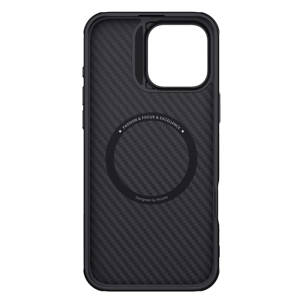 NILLKIN For iPhone 16 Pro Max Magnetic Case Carbon Fiber Texture TPU + PC Shockproof Phone Cover - Black - 3