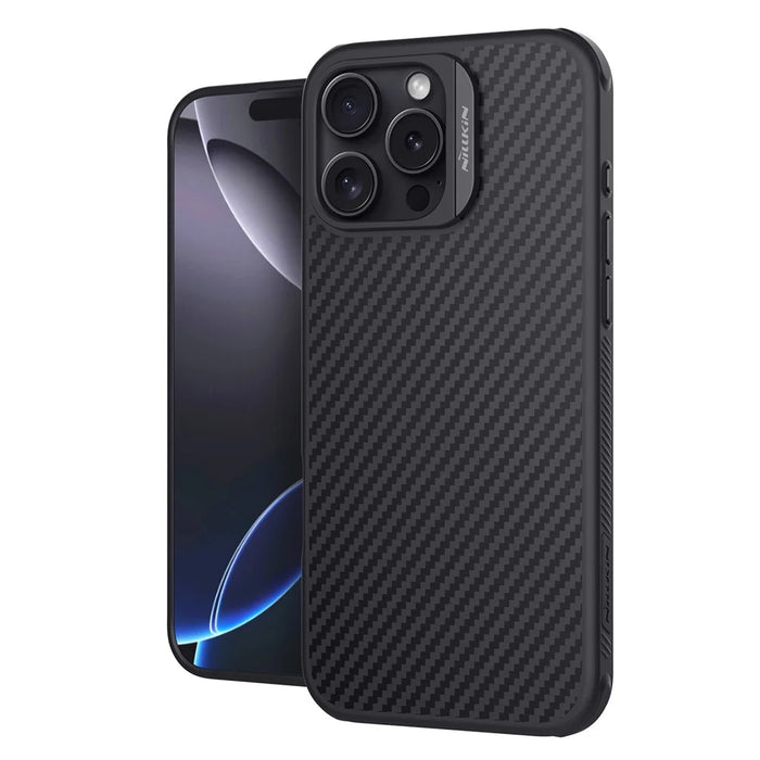 NILLKIN For iPhone 16 Pro Max Magnetic Case Carbon Fiber Texture TPU + PC Shockproof Phone Cover - Black - 4