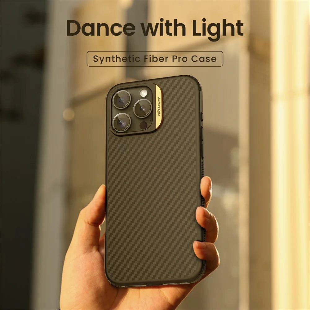 NILLKIN For iPhone 16 Pro Max Magnetic Case Carbon Fiber Texture TPU + PC Shockproof Phone Cover - Black - 5