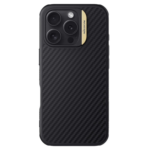 NILLKIN For iPhone 16 Pro Magnetic Case Carbon Fiber Texture TPU + PC Shockproof Phone Cover - Gold - 1
