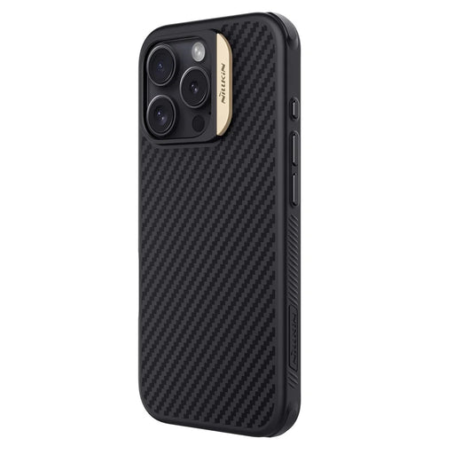 NILLKIN For iPhone 16 Pro Magnetic Case Carbon Fiber Texture TPU + PC Shockproof Phone Cover - Gold - 2