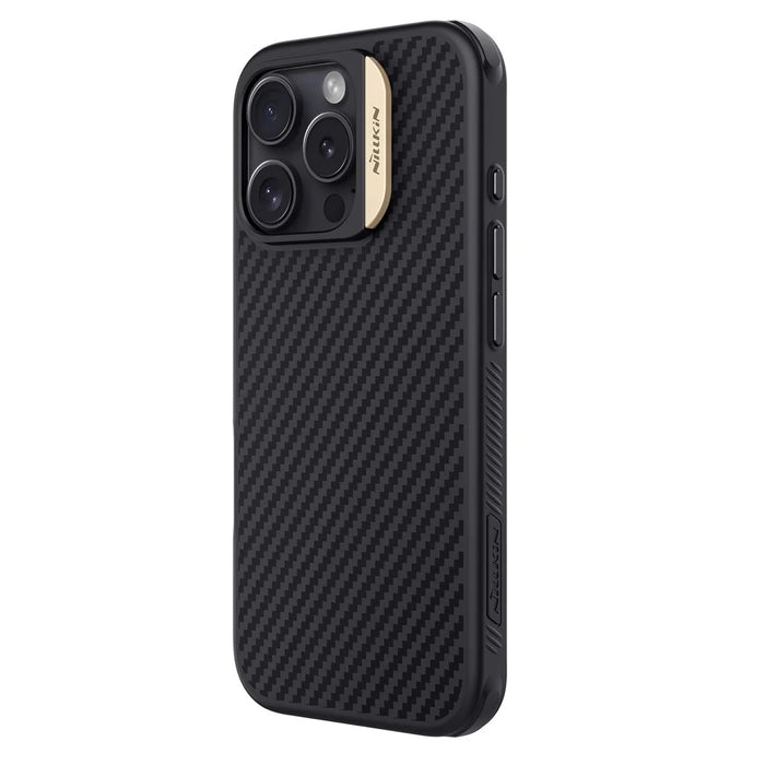 NILLKIN For iPhone 16 Pro Magnetic Case Carbon Fiber Texture TPU + PC Shockproof Phone Cover - Gold - 2