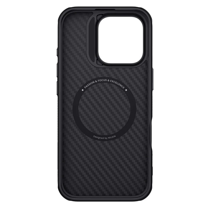 NILLKIN For iPhone 16 Pro Magnetic Case Carbon Fiber Texture TPU + PC Shockproof Phone Cover - Gold - 3