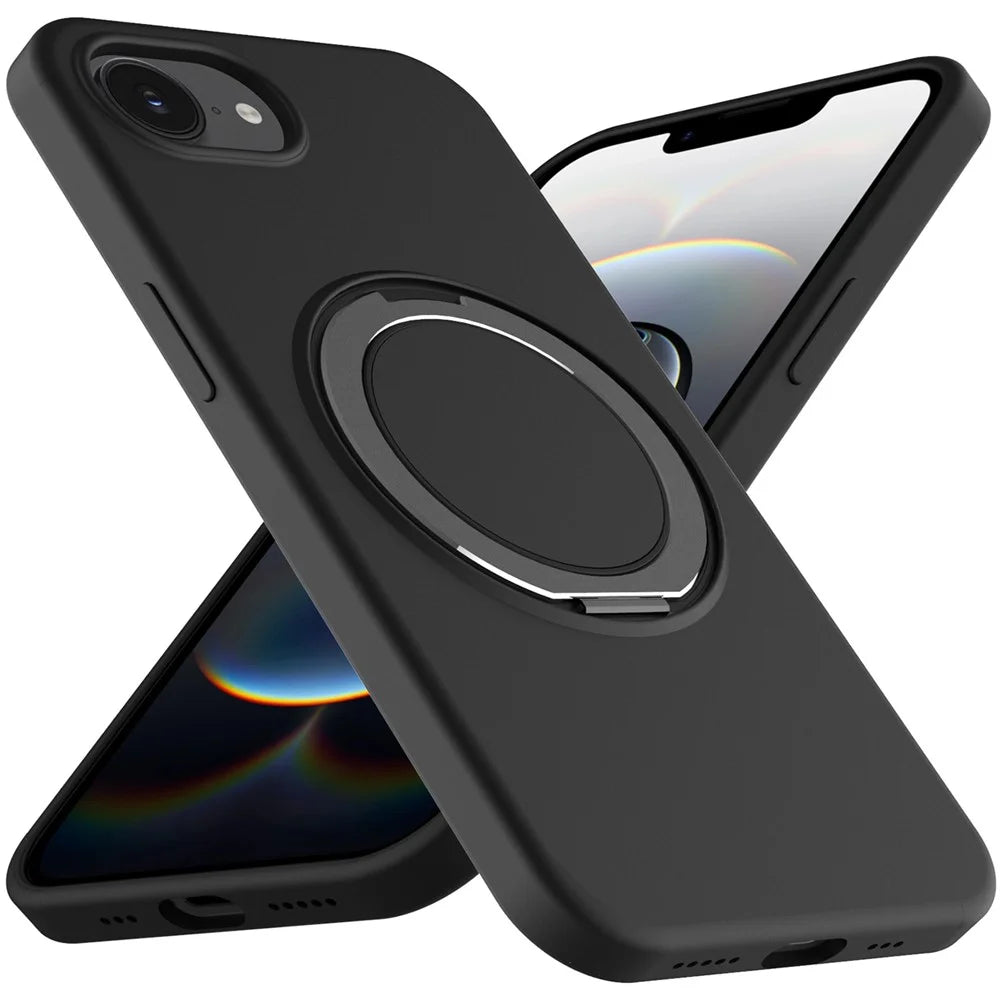 For iPhone 17e / 16e Case Compatible with MagSafe Kickstand PC + Silicone Phone Cover - Black - 2