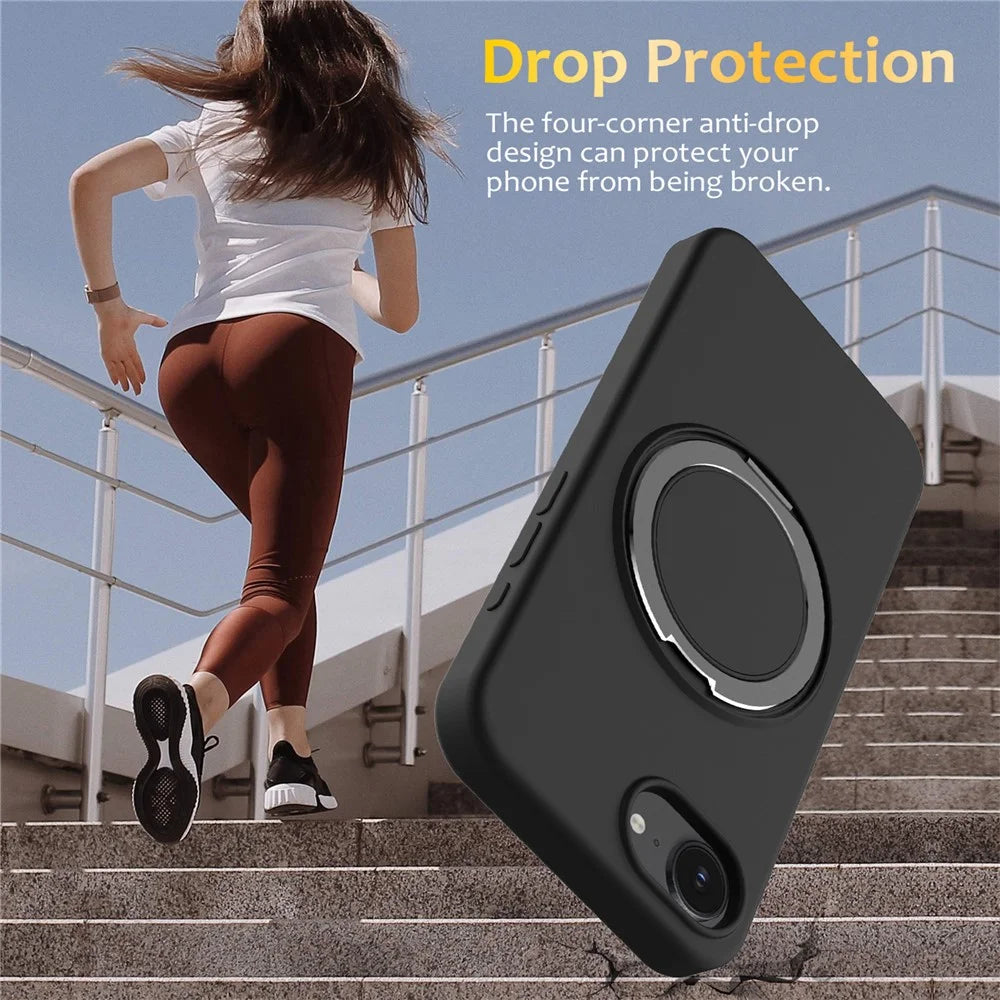 For iPhone 17e / 16e Case Compatible with MagSafe Kickstand PC + Silicone Phone Cover - Black - 3