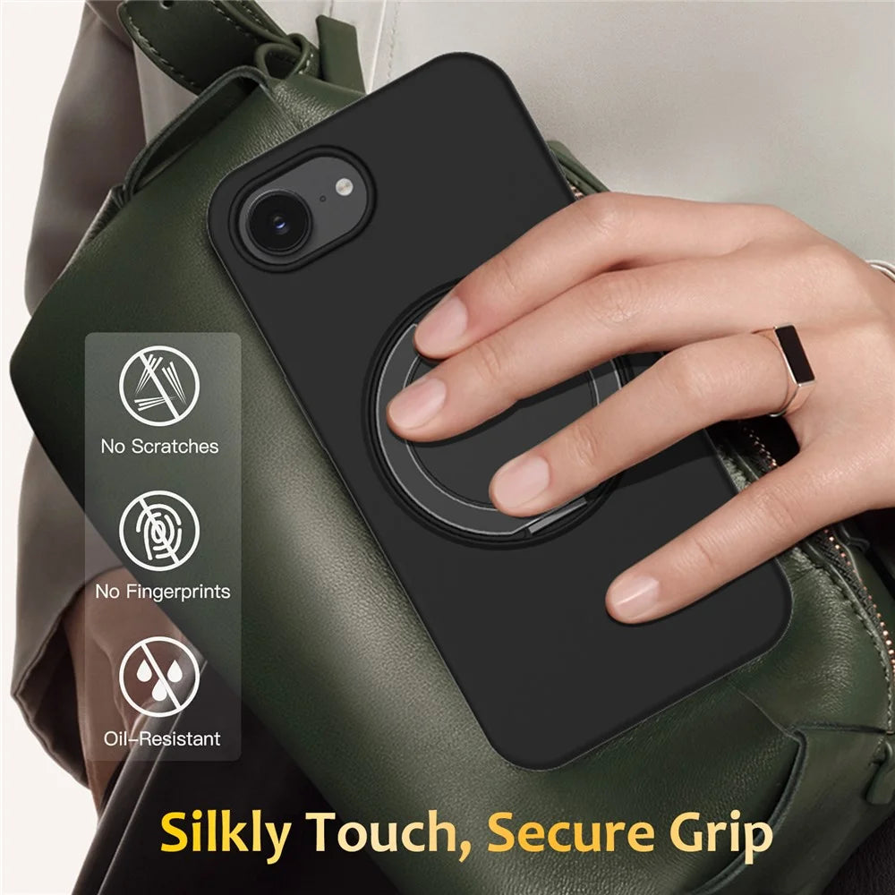For iPhone 17e / 16e Case Compatible with MagSafe Kickstand PC + Silicone Phone Cover - Black - 7