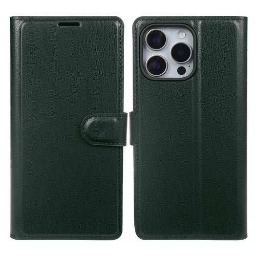 For iPhone 14 Pro Max Stand Case Biobased Eco-Friendly RPET RPVB Slim Phone Cover with Wallet - Blackish Green - 1
