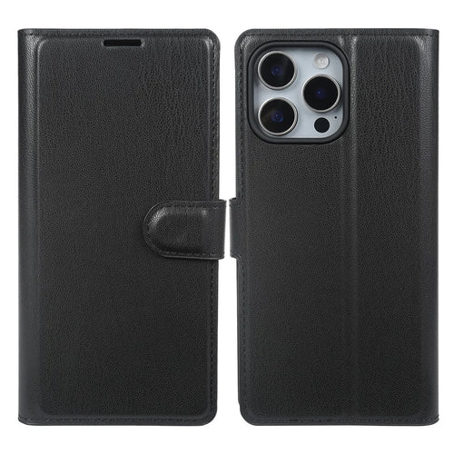 For iPhone 16 Pro Max Stand Case Biobased Eco-Friendly RPET RPVB Slim Phone Cover with Wallet - Black - 1