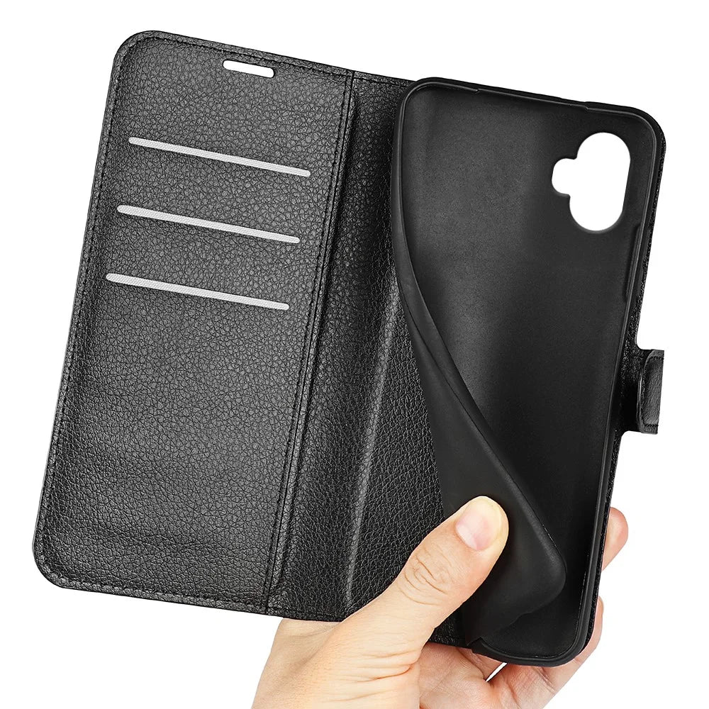 For Samsung Galaxy XCover7 Pro Case Litchi Texture Shockproof Leather Wallet Phone Cover - Black - 5