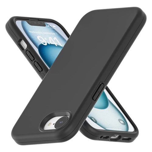For iPhone 17e / 16e Case TPU + PC Matte Phone Back Cover - Black - 1