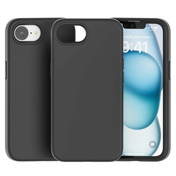 For iPhone 17e / 16e Case TPU + PC Matte Phone Back Cover - Black - 2
