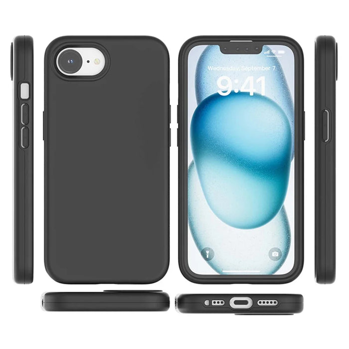 For iPhone 17e / 16e Case TPU + PC Matte Phone Back Cover - Black - 7