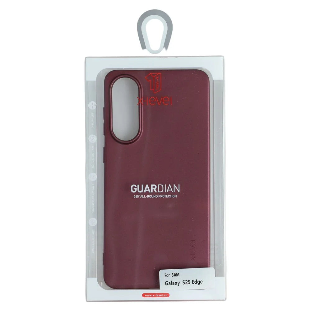 X-LEVEL Guardian Series For Samsung Galaxy S25 Edge Case Soft TPU Frosted Protective Phone Cover - Wine Red - 7