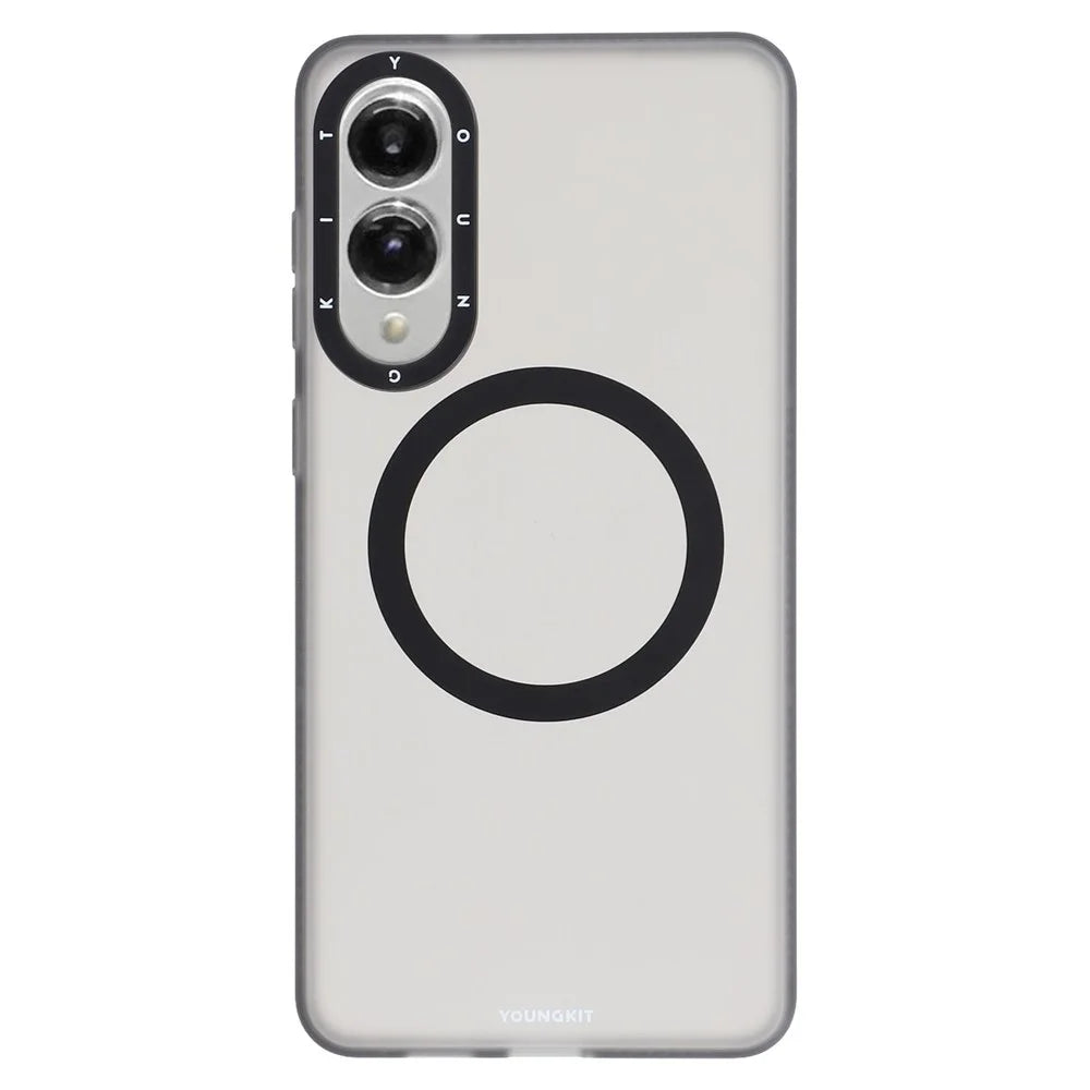 YOUNGKIT For Samsung Galaxy S25 Edge Matte Magnetic Case PET TPU Phone Cover - Transparent Black - 1