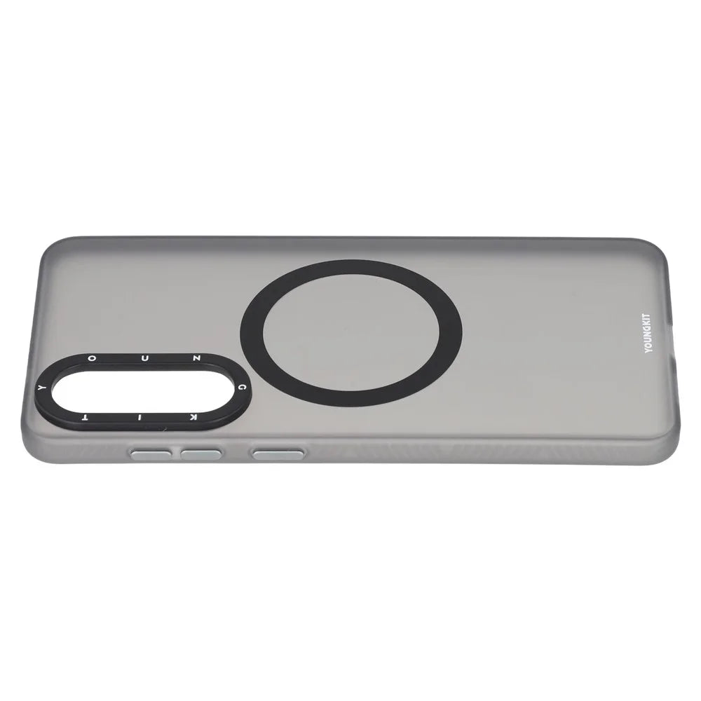 YOUNGKIT For Samsung Galaxy S25 Edge Matte Magnetic Case PET TPU Phone Cover - Transparent Black - 3
