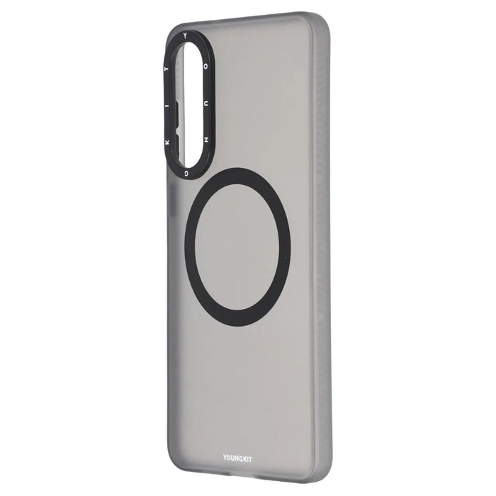 YOUNGKIT For Samsung Galaxy S25 Edge Matte Magnetic Case PET TPU Phone Cover - Transparent Black - 4