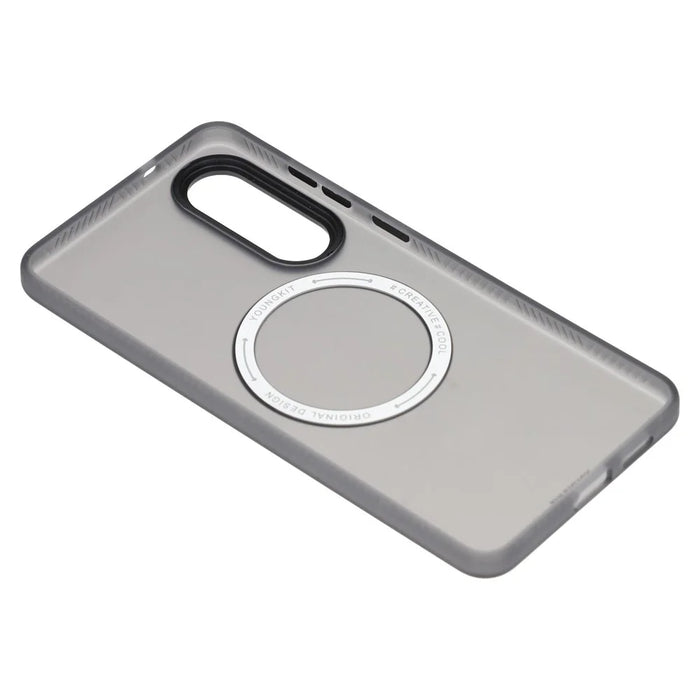 YOUNGKIT For Samsung Galaxy S25 Edge Matte Magnetic Case PET TPU Phone Cover - Transparent Black - 5
