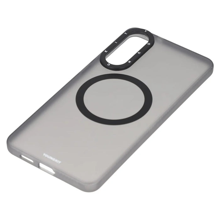 YOUNGKIT For Samsung Galaxy S25 Edge Matte Magnetic Case PET TPU Phone Cover - Transparent Black - 6