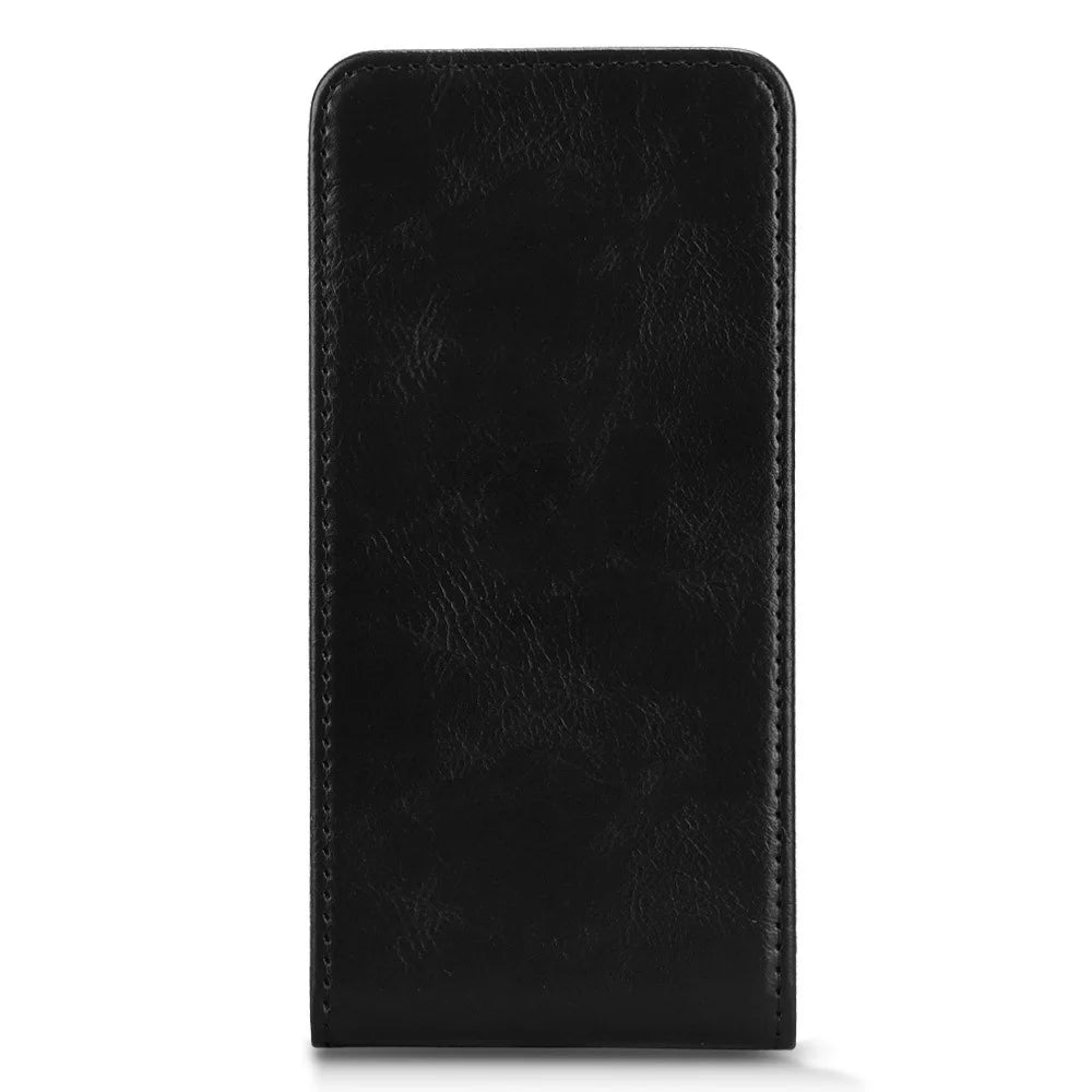 For Samsung Galaxy A56 5G Case with Card Slot Magnetic Vertical Flip Leather Phone Cover - Black - 5