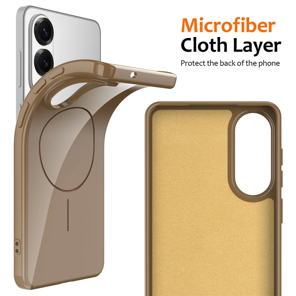 For Samsung Galaxy S25 Edge Magnetic Case TPU Phone Back Cover with Lanyard - Desert Gold - 5