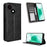 For ZTE Blade A35e (EU) Retro PU Leather Case Phone Wallet Stand Cover - Black - 1