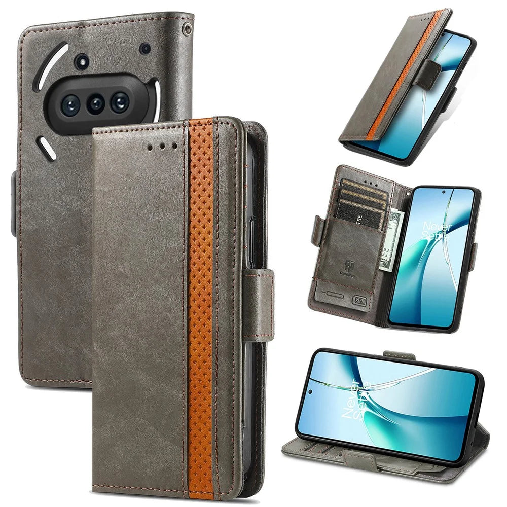 CASENEO For Nothing Phone (3a) Phone Cases  PU Leather Cover Stand with RFID Blocking Wallet - Grey - 1