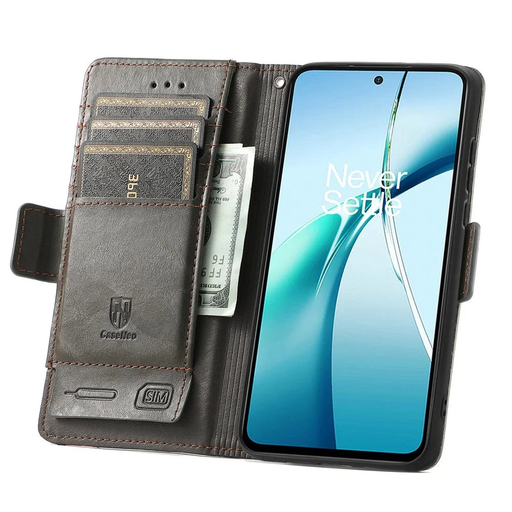 CASENEO For Nothing Phone (3a) Phone Cases  PU Leather Cover Stand with RFID Blocking Wallet - Grey - 3
