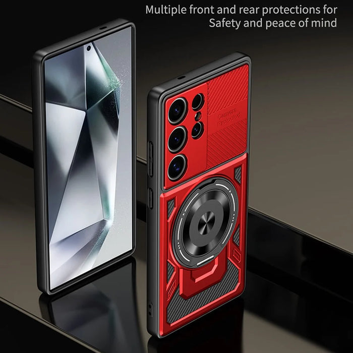 For Samsung Galaxy S24 Ultra Magnetic Case Rotating Kickstand TPU + PC Phone Cover - Black - 6