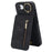 For iPhone 17e / 16e Case Zipper RFID Blocking Retro Leather + TPU Phone Cover with Kickstand - Black - 1