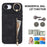 For iPhone 17e / 16e Case Zipper RFID Blocking Retro Leather + TPU Phone Cover with Kickstand - Black - 5