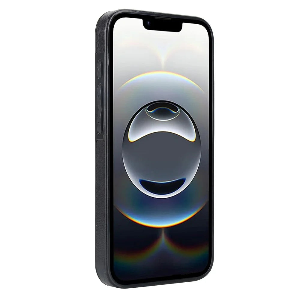 For iPhone 17e / 16e Case Card Slot Slim-Fit PU+TPU Mobile Cover - Black - 3