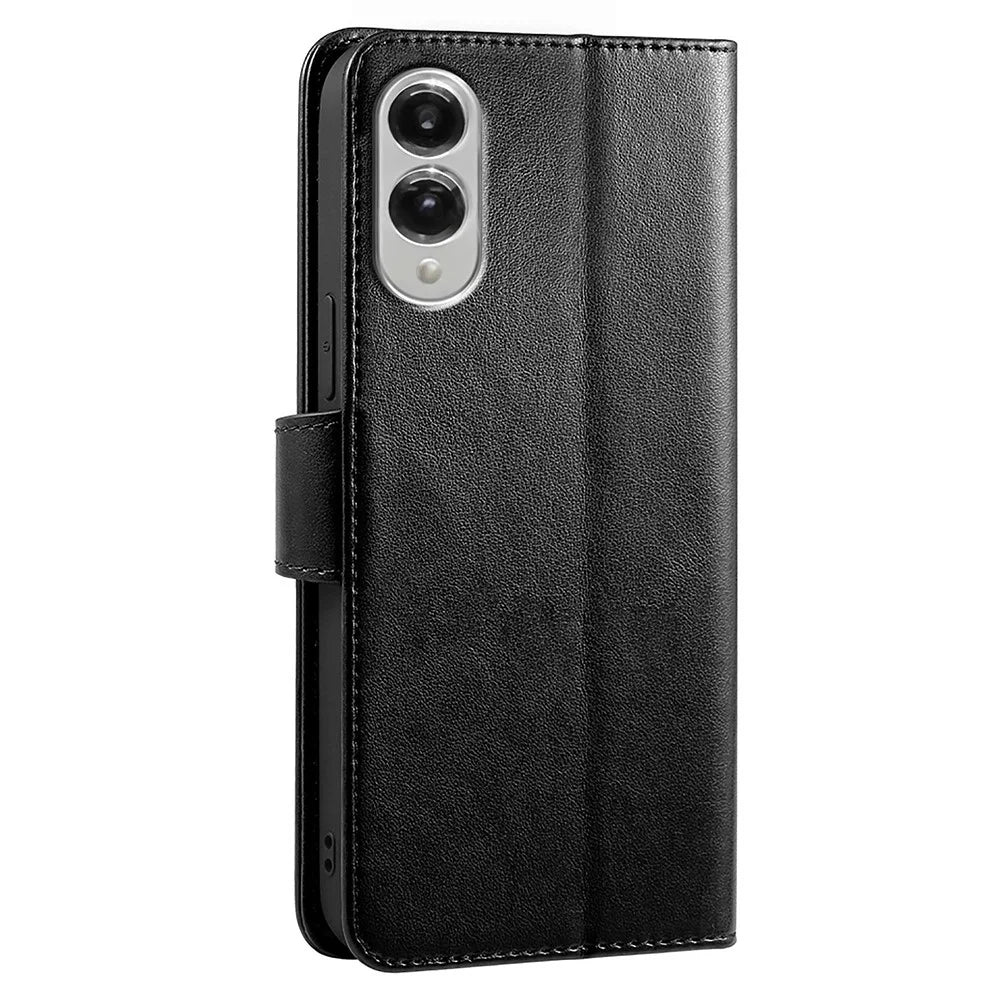 For Samsung Galaxy S25 Edge Case Stand Card Holder Wallet Leather Phone Cover - Black - 6