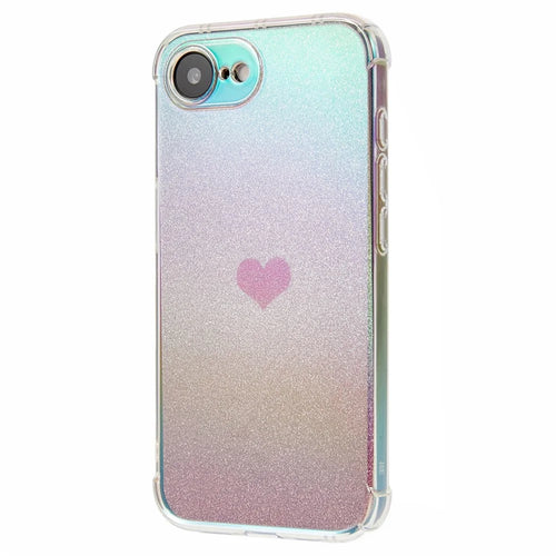 For iPhone 17e / 16e Case Heart Glitter Gradient TPU Phone Back Cover - Pink - 1