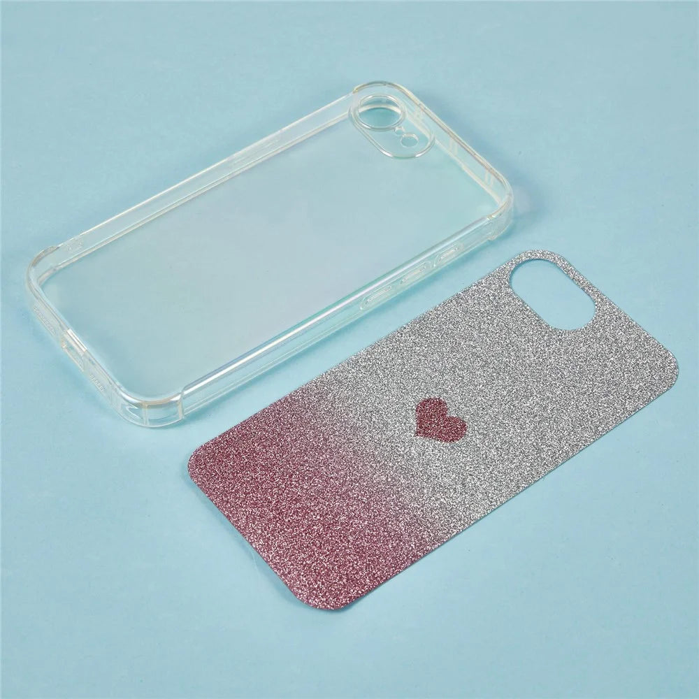 For iPhone 17e / 16e Case Heart Glitter Gradient TPU Phone Back Cover - Pink - 7