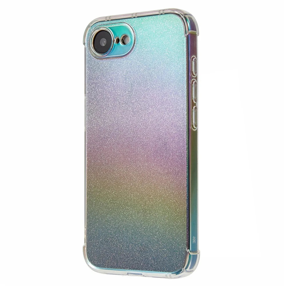 For iPhone 17e / 16e Case TPU Protective Phone Cover with Gradient Glitter Card - Black - 1