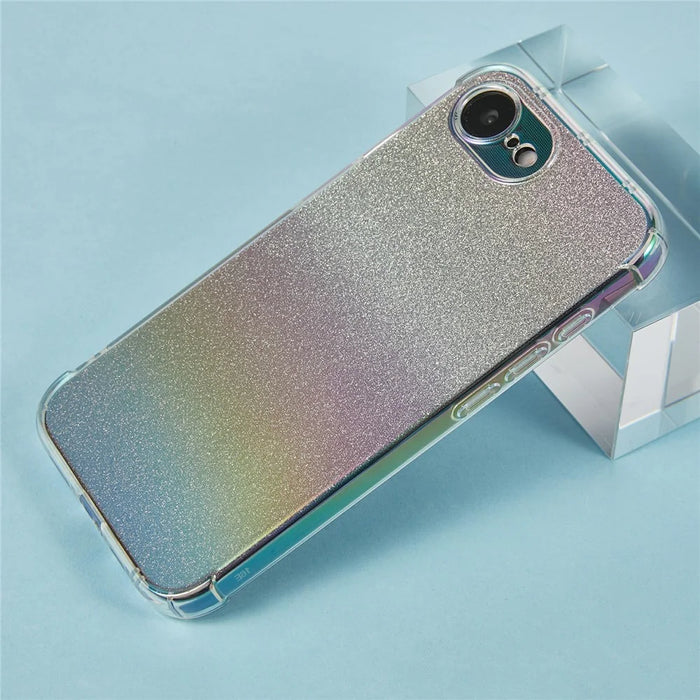 For iPhone 17e / 16e Case TPU Protective Phone Cover with Gradient Glitter Card - Black - 3