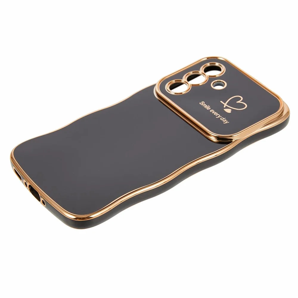 For Samsung Galaxy A56 5G  /  A36 5G Case Love Hearts TPU Phone Cover Curly Wave Frame Large Window - Black - 2