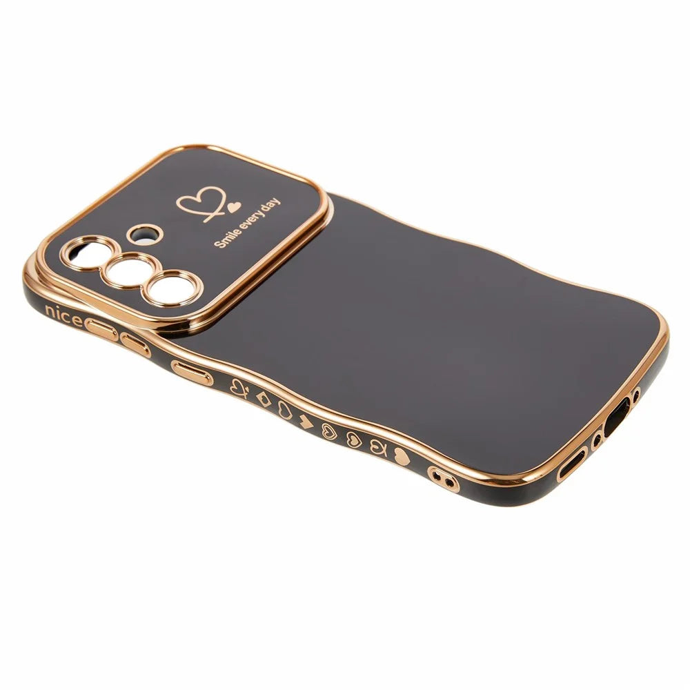 For Samsung Galaxy A56 5G  /  A36 5G Case Love Hearts TPU Phone Cover Curly Wave Frame Large Window - Black - 3