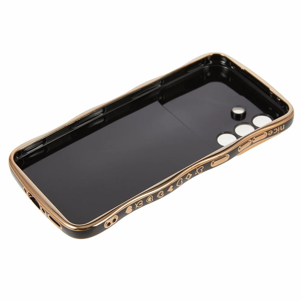For Samsung Galaxy A56 5G  /  A36 5G Case Love Hearts TPU Phone Cover Curly Wave Frame Large Window - Black - 4