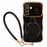 For Samsung Galaxy A56 5G  /  A36 5G Case Kickstand Electroplating Wave Frame Love Printing TPU Back Cover with Hand Strap - Black - 1