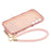 For Samsung Galaxy S25 Case Kickstand Electroplating Wave Frame Love Printing TPU Back Cover with Hand Strap - Rose Pink - 6