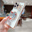 For iPhone 16 Pro Max Case Love Heart Pattern Electroplated TPU Phone Cover with Small Bear and Mirror - Ivory White - 3