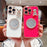 For iPhone 16 Pro Max Case Love Heart Pattern Electroplated TPU Phone Cover with Small Bear and Mirror - Ivory White - 4