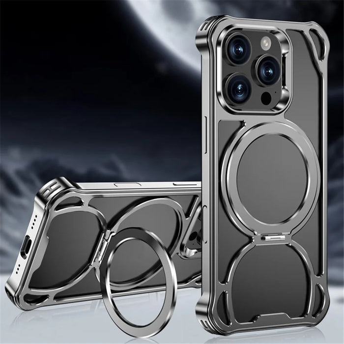 For iPhone 16 Pro Case Compatible with MagSafe Shockproof Aluminum Alloy Kickstand Phone Back Cover - 2