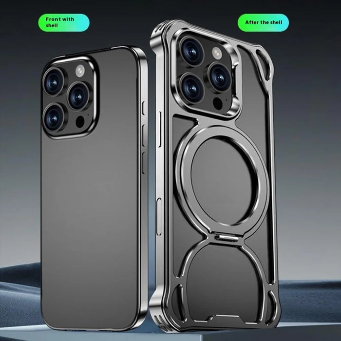 For iPhone 16 Pro Case Compatible with MagSafe Shockproof Aluminum Alloy Kickstand Phone Back Cover - 3