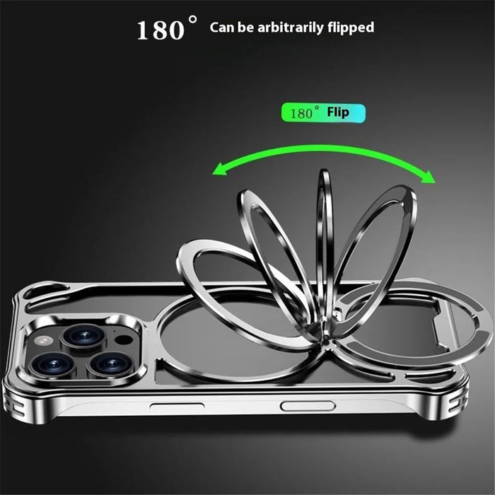 For iPhone 16 Pro Case Compatible with MagSafe Shockproof Aluminum Alloy Kickstand Phone Back Cover - 4