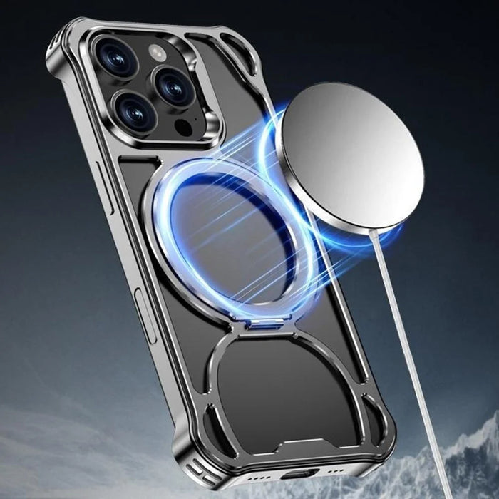 For iPhone 16 Pro Case Compatible with MagSafe Shockproof Aluminum Alloy Kickstand Phone Back Cover - 5