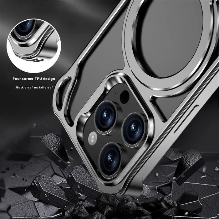 For iPhone 16 Pro Case Compatible with MagSafe Shockproof Aluminum Alloy Kickstand Phone Back Cover - 6