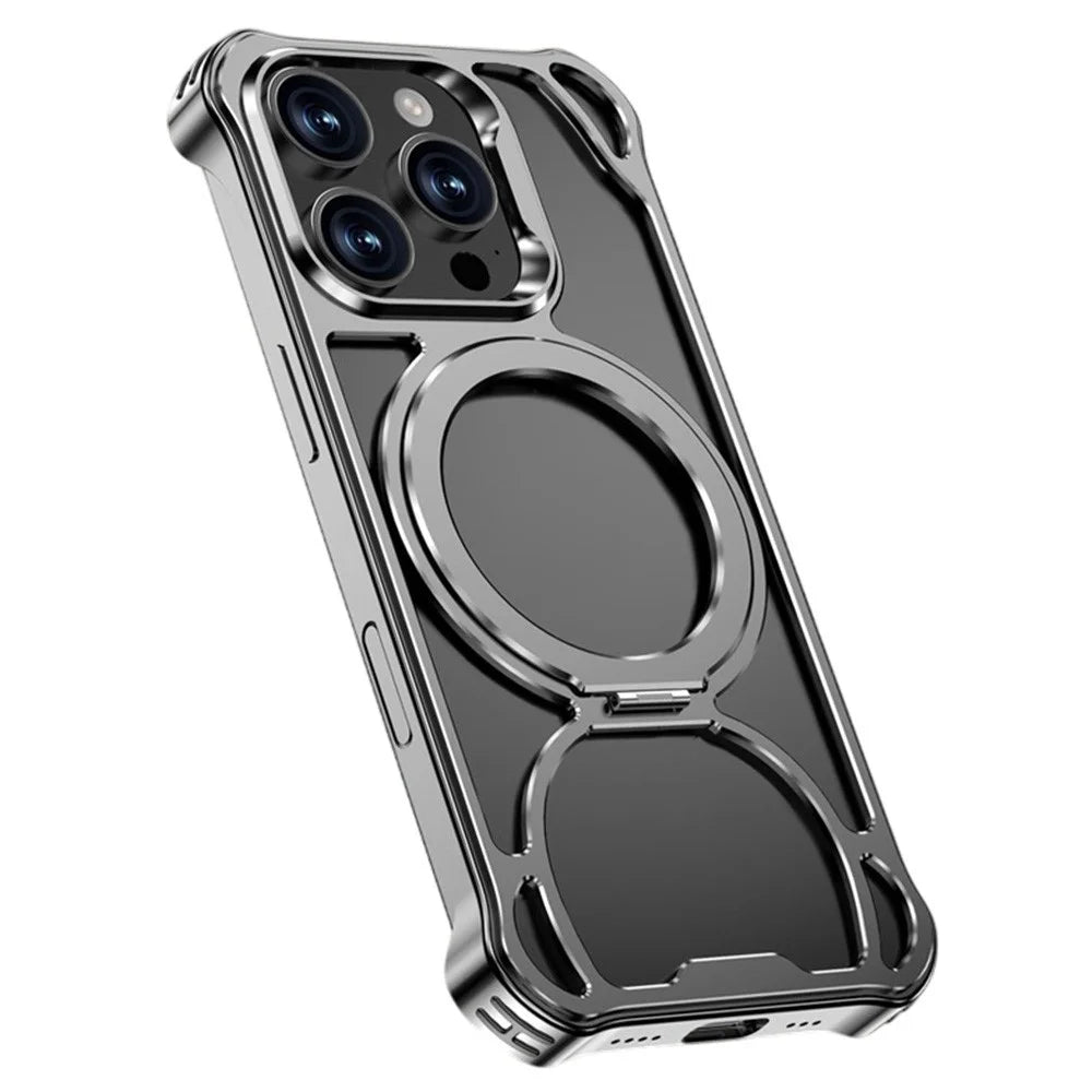 For iPhone 16 Pro Max Case Compatible with MagSafe Shockproof Aluminum Alloy Kickstand Phone Back Cover - 1