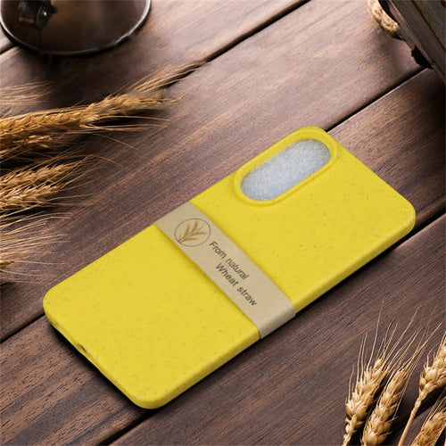 For Samsung Galaxy S25 Edge Case Biodegradable Wheat Straw + TPU Matte Phone Cover - Yellow - 1